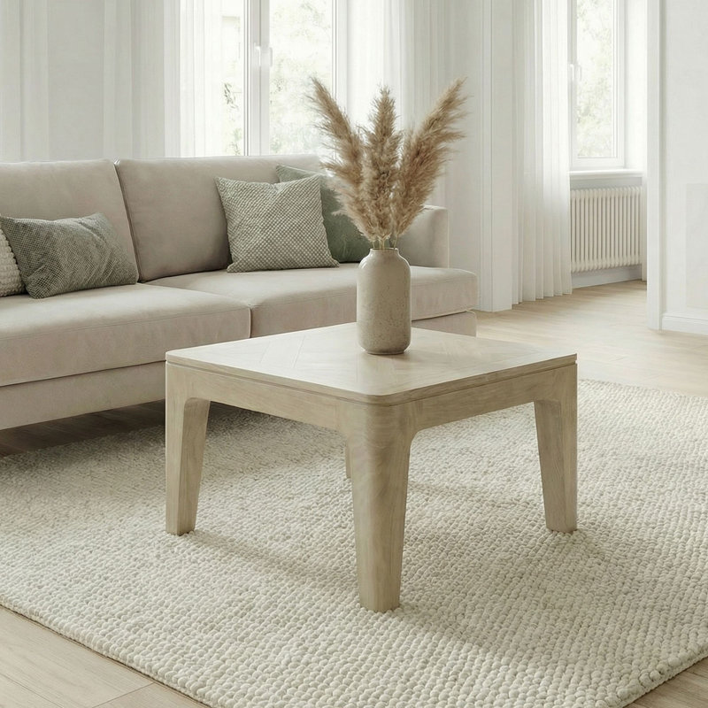 Square White-Washed Mango Wood Coffee Table