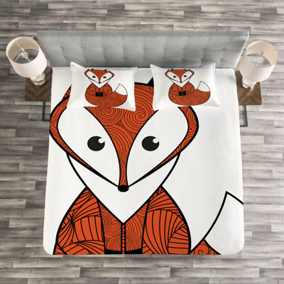 Addaley Orange/Black/White Microfibre Bedspread Set