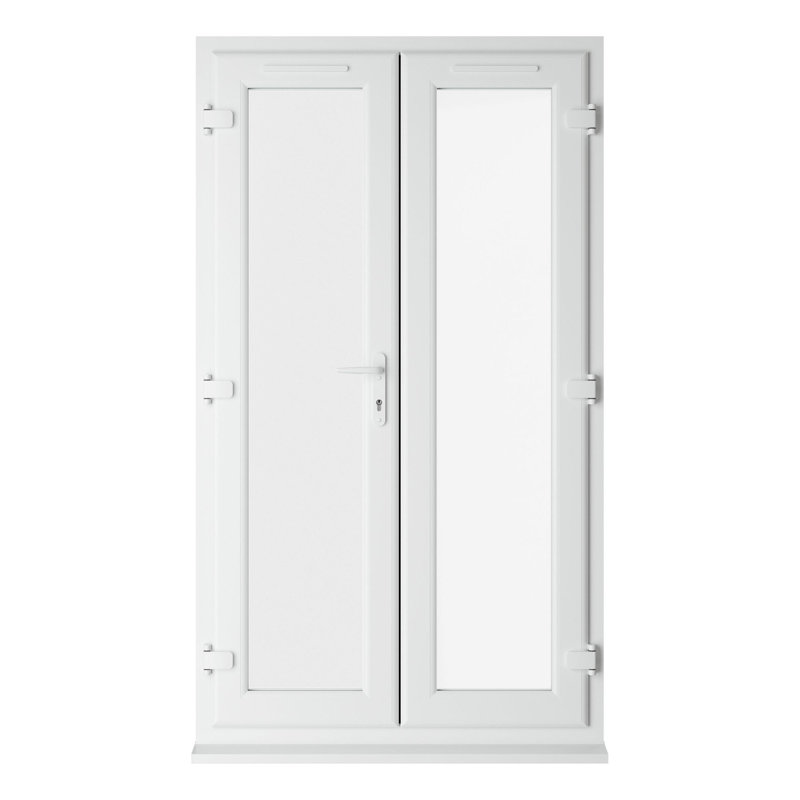 Crystal Triple Glazed French Door Grey/White 1390 x 2055mm, White, 1190mm x 2055mm