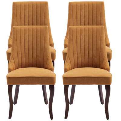 Chaises de salle à manger rembourrées en rayonne et en bois massif