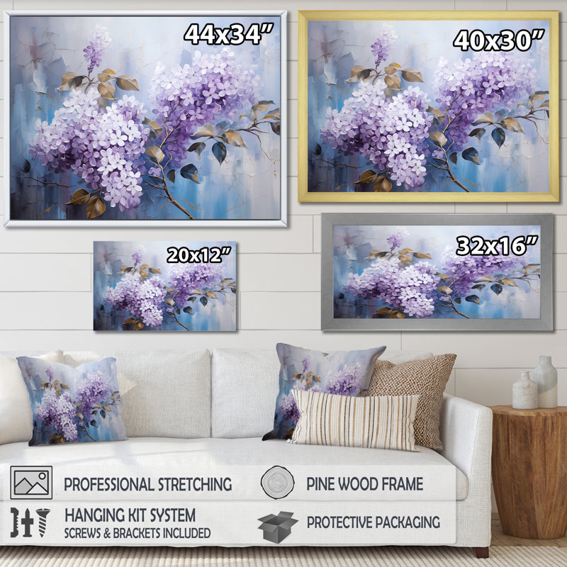 Pastel Lilac Dreams IV sur impression sur toile, Cadre simple blanc, H 34 po x l 44 po x P 1,5 po