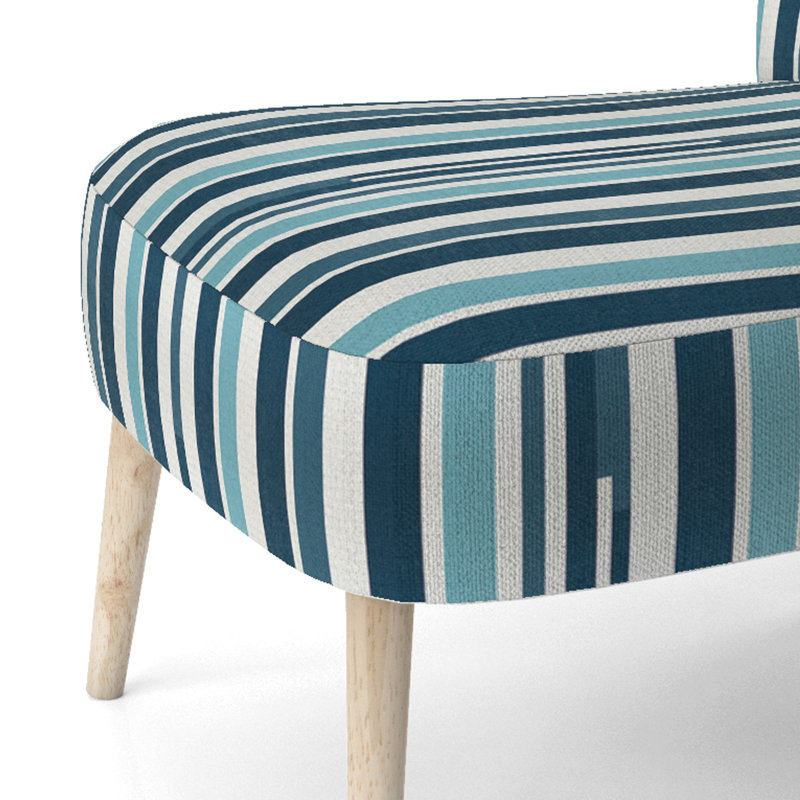 Nautical Blue Stripes Coastal Pattern I - Upholstered Modern & Contemporary Accent Side Chair