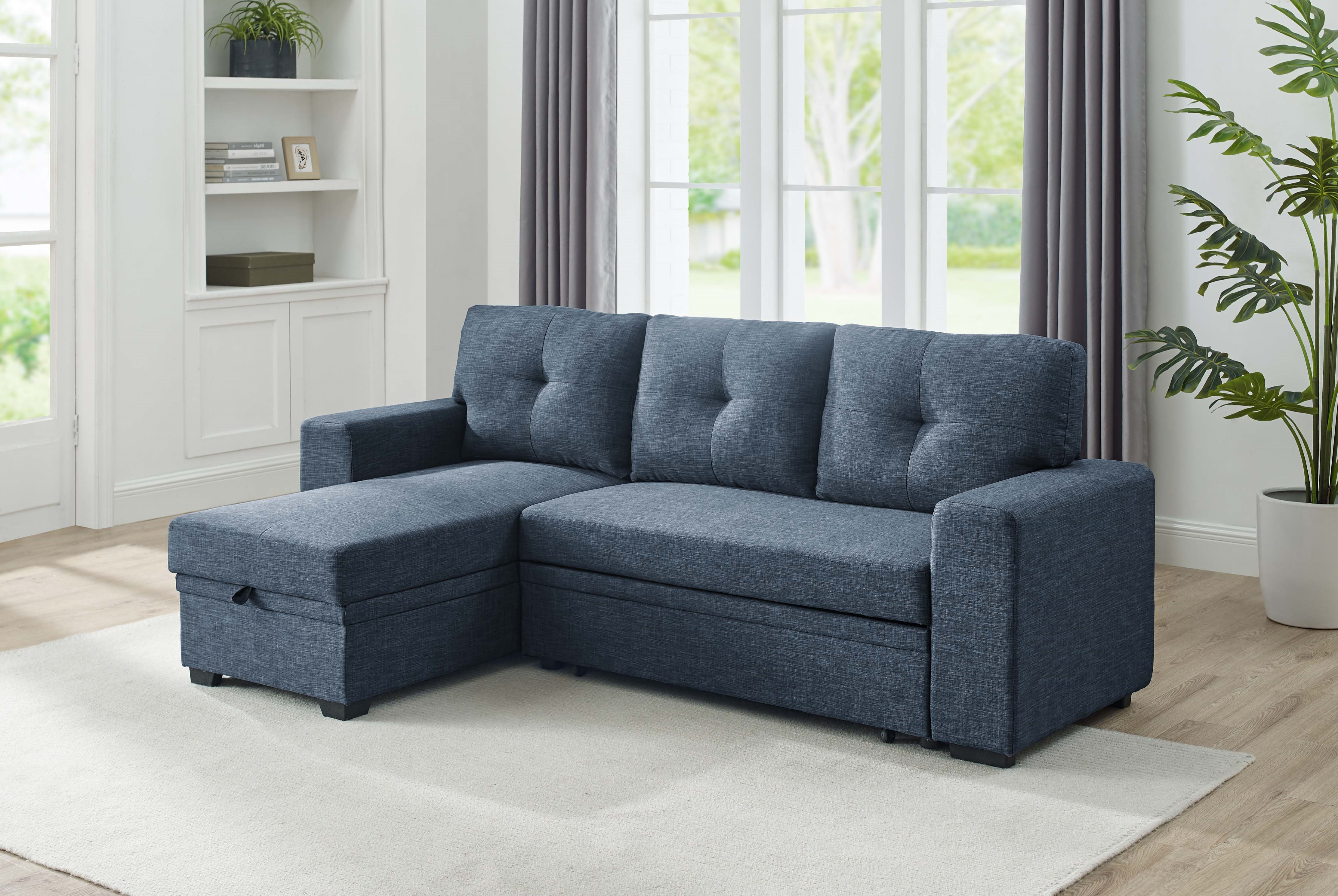 88.5 in. W Square Arm 3-Seats Linen Sofa with Removable Back, Seat CUS