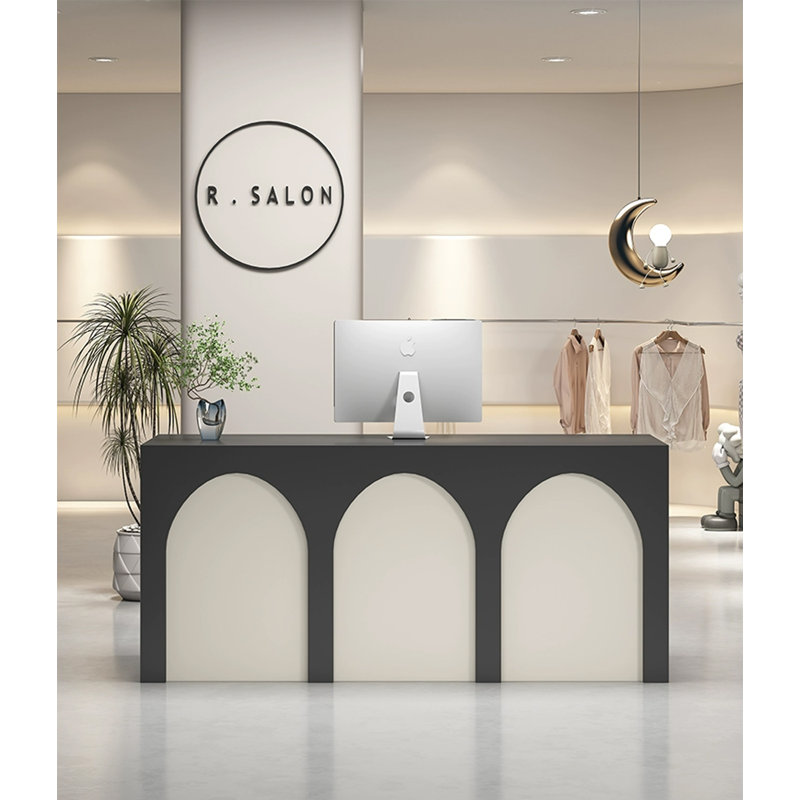 59.06" Black+White Standard Manufactured Reception Desk
