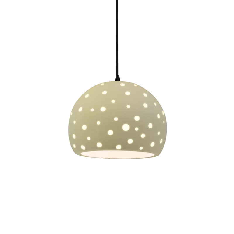 Luminaire suspendu sphère 1 lumière perforée - vanille (brillant) - noir mat - l 7 po x H 6 po - DEL dédiée - cordon noir