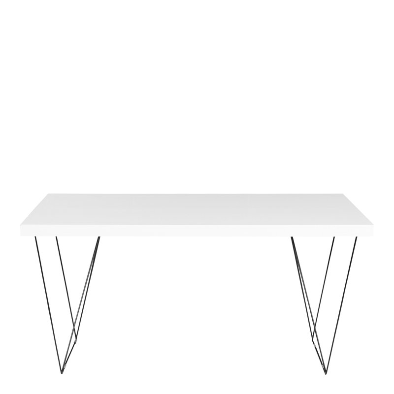 Cowley Writing Desk, Pure White/Black, 180 x 77cm