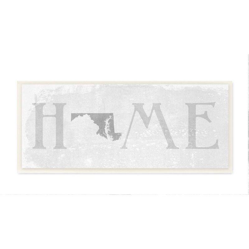 « maryland home state map neutraled word design », impression sur toile, H 7 po x l 17 po x P 0,5 po, Plaque en bois