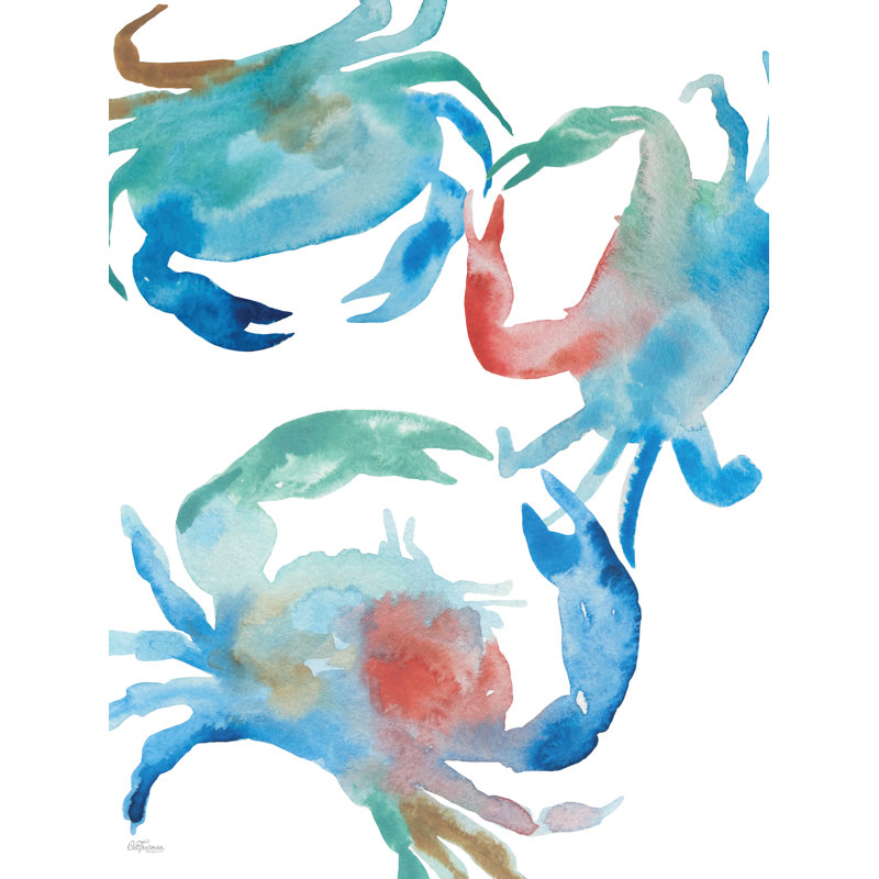 Crabes colorés par Cat Thurman Designs, Oui, H 24 po x l 18 po, Cadre doré simple