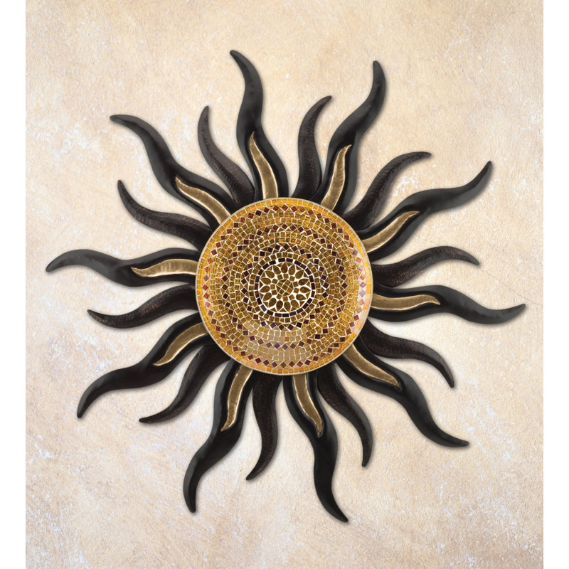 36 Inch Sun Metal Outdoor Wall Decor with Multi Color Weather Resistant Finish for Indoor and Outdoor Home Accent - Imperial