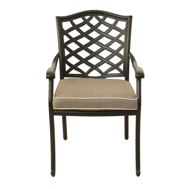 Chaise de terrasse avec coussin Annecorinne, Tissage uni ardoise coulée Sunbrella®, Espresso brun