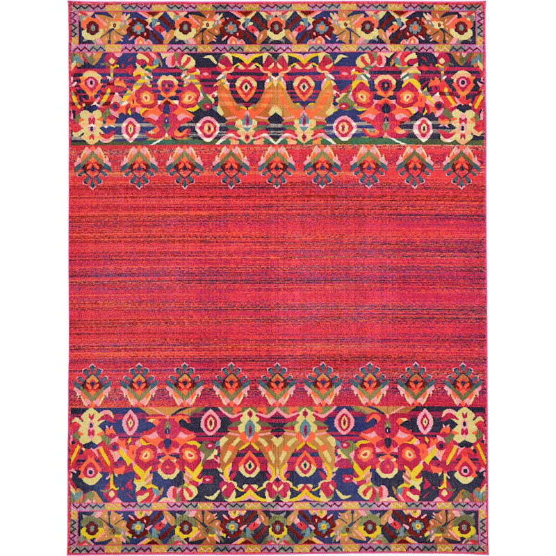 Tapis oriental rouge/jaune Alfreda, Rectangle 9 pi x 12 pi