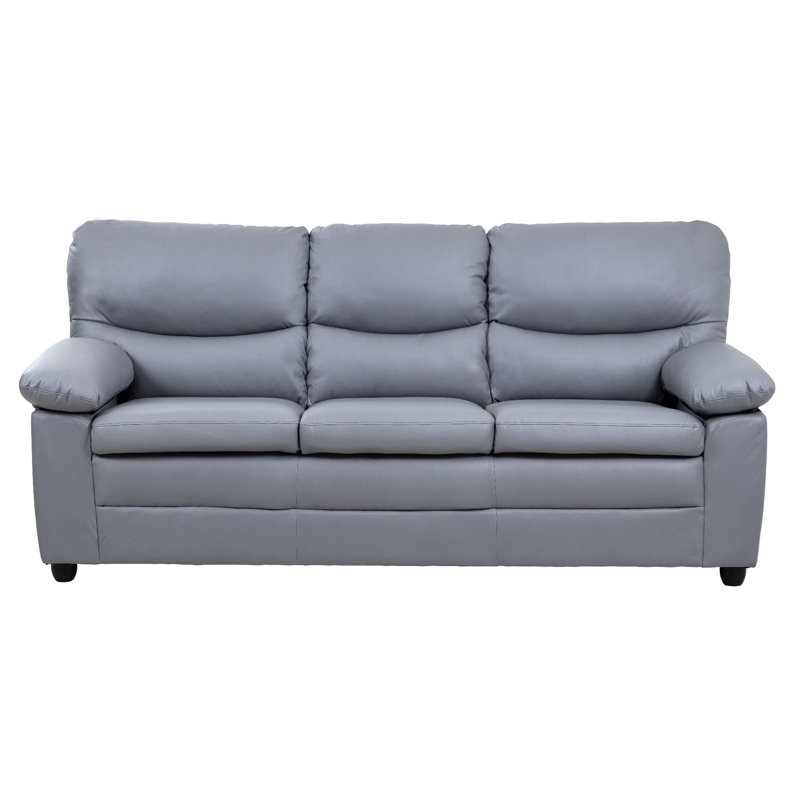 Ladeidre 3 Seater Faux Leather Sofa, Grey, 3