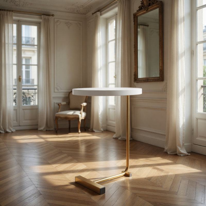 Table d'appoint blanche en forme de C, table basse, petit canapé pour la toux, chambre à coucher