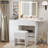 Cradere Makeup Vanity With LED Mirror, Power Outlet, Drawers Cabinet and Storage Stool-961598009