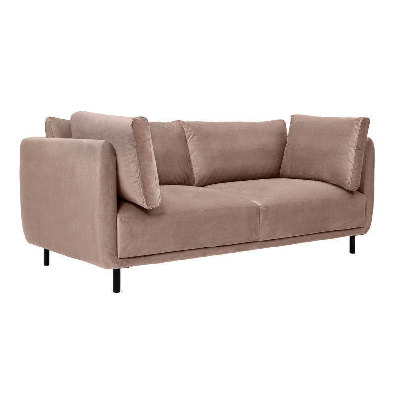 Canapé à accoudoirs carrés de 79 po de largeur avec pieds en métal noir Madria, Velours mauve