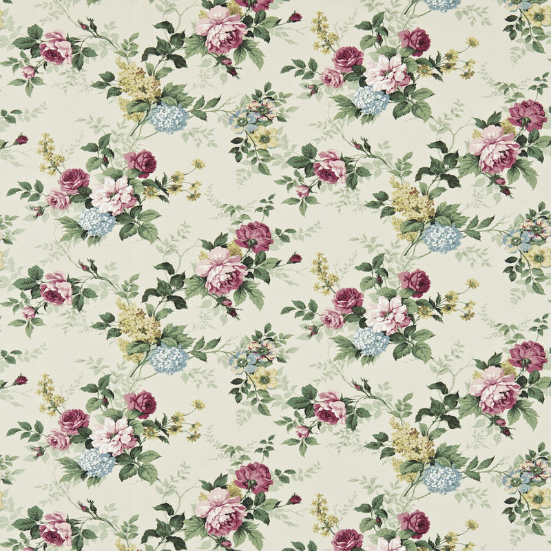 Rosamund Fabric, Green/Pink