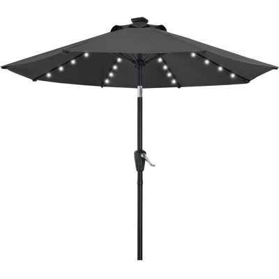 Cutshall Market Umbrella with Solar LED Lights, Tilt and Crank Lift