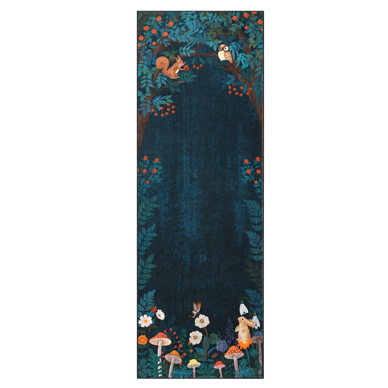 Tapis à motif animalier Jungle, Bleu, Tapis de couloir 2 pi x 6 pi