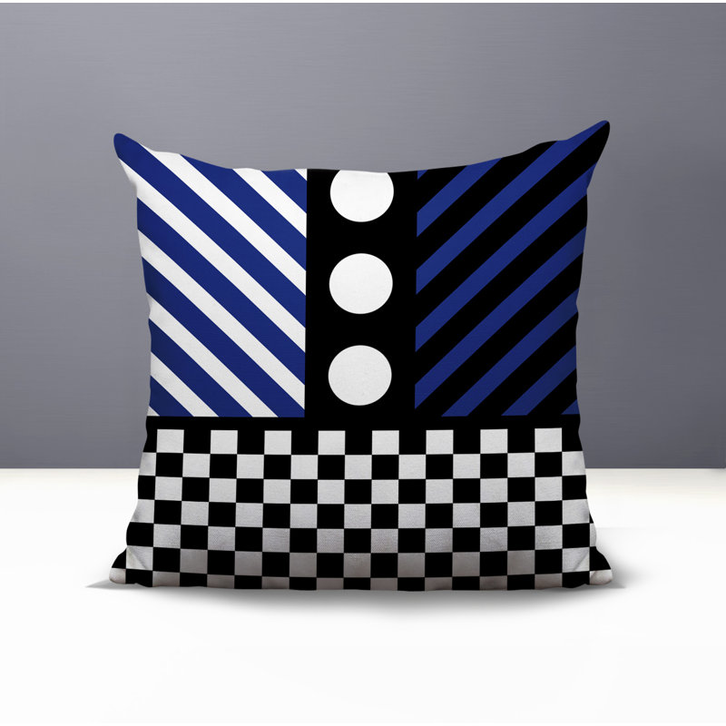 Brixa Abstract Reversible Indoor/Outdoor Square Pillow, NavyBlue, Square 20"