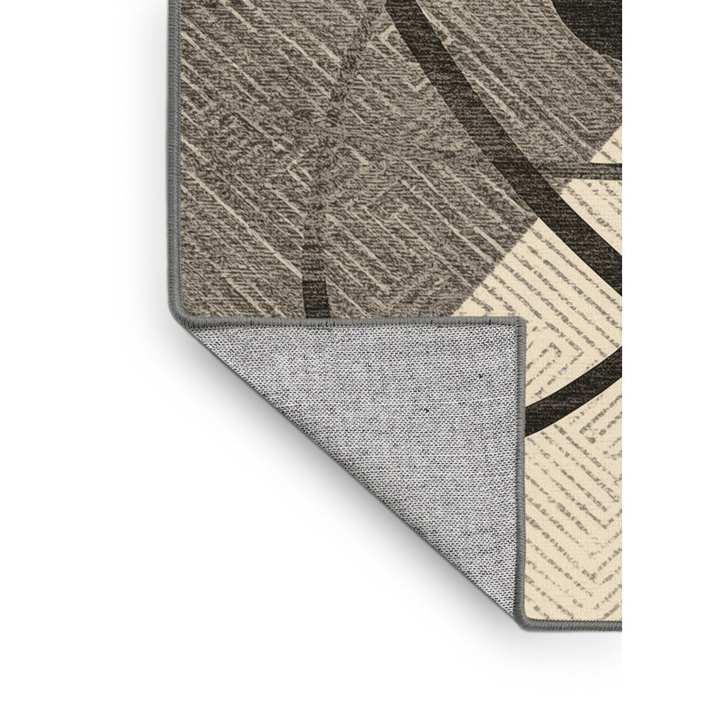 Tapis à motif géométrique moderne et contemporain lavable à la machine parnika Atom, 4 x 6