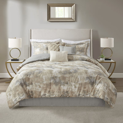 Édredon de luxe très grand gris avec rembourrage de taille glamour et dossier uni