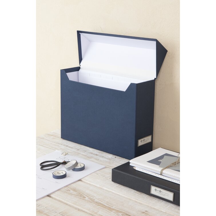  Bigso Lovisa Fiberboard Label Frame 12 File Storage Box, 9.4 x  3.7 x 13 in, White : Office Products