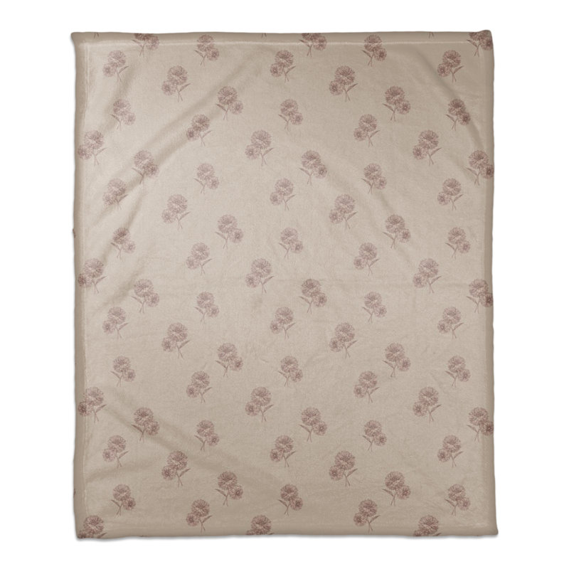 Jeté en molleton délicat, Gris / floral brun 1