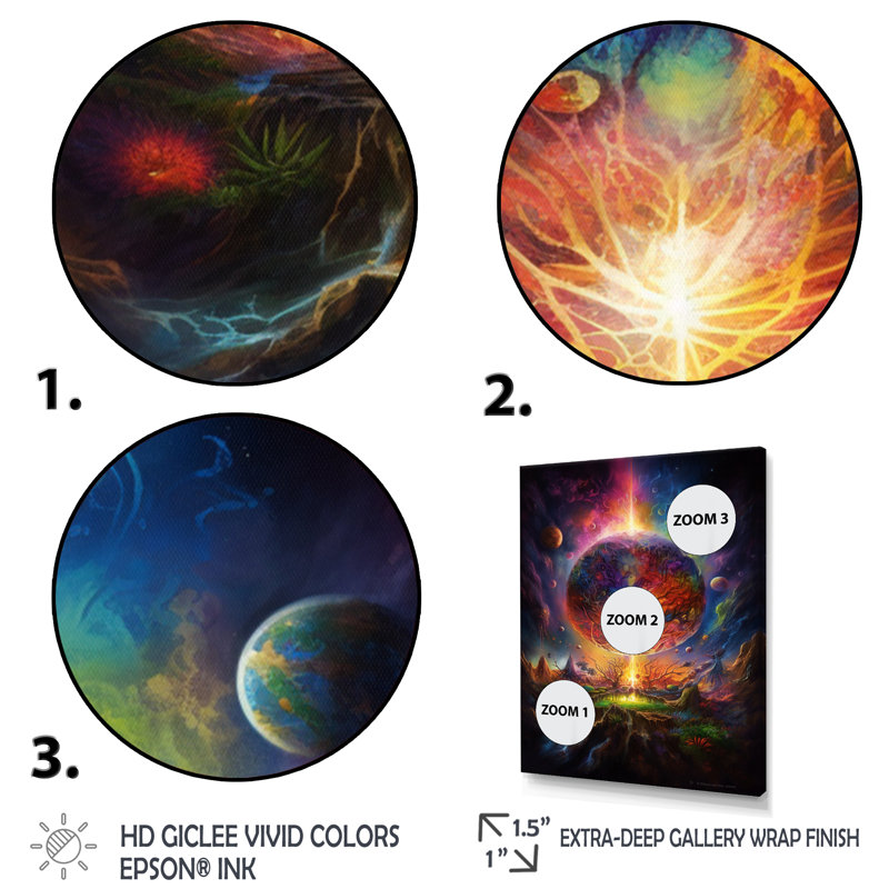 Aura de la planète arc-en-ciel - reproduction, Cadre simple noir, H 40 po x l 30 po x P 1,5 po