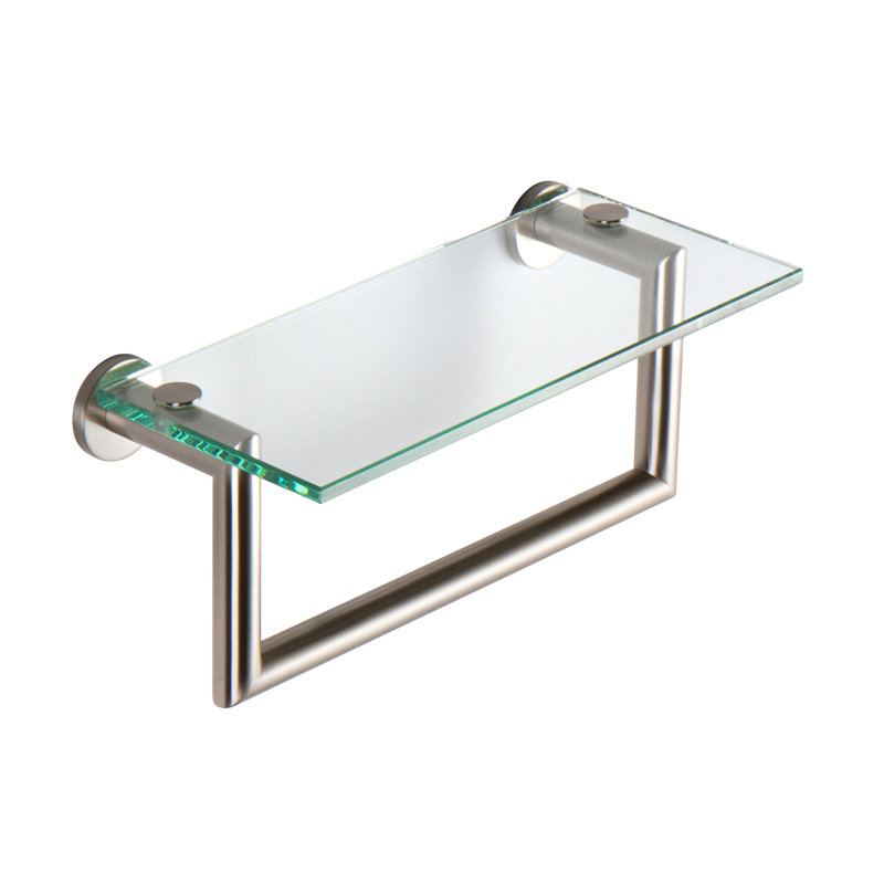Kubic Shelf with Towel Bar, 12", Stain Nickel