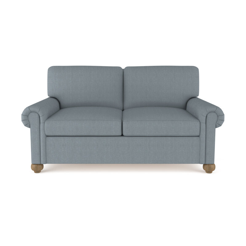 Leroy Loveseat, Weathered, Plush Velvet Blush, 36" H x 60" W x 43" D
