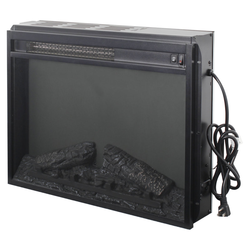 23 Inch Electric Fireplace Insert Heater - With Log Set and Realistic Flame Overheating Protection Without Control