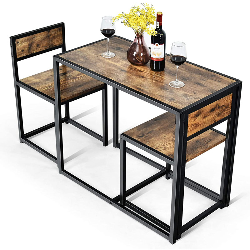 Bowry 2 - Person Dining Set, Brown, Brown/Black