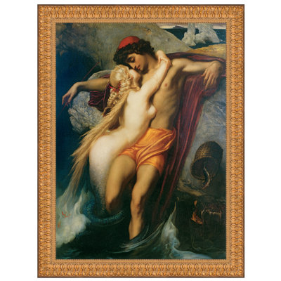 «The Fisherman and the Syren, 1858» par Frederic Leighton, reproduction d'art encadrée