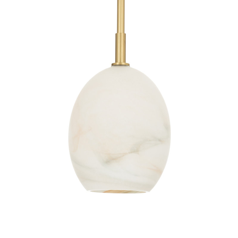 Luminaire suspendu simple Artemis (verre), Laiton naturel, Albâtre
