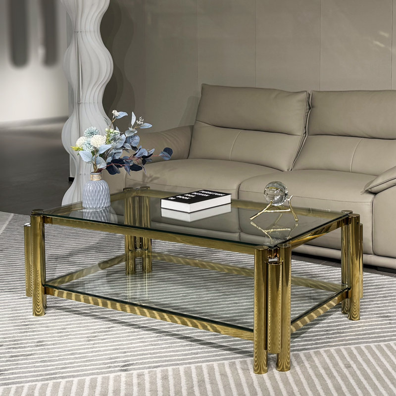 Table basse Allysah, Transparent, Argent