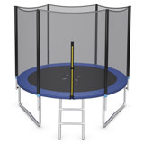Gymax 8 Ft Outdoor Trampoline Bounce Combo W/safety Closure Net Ladder