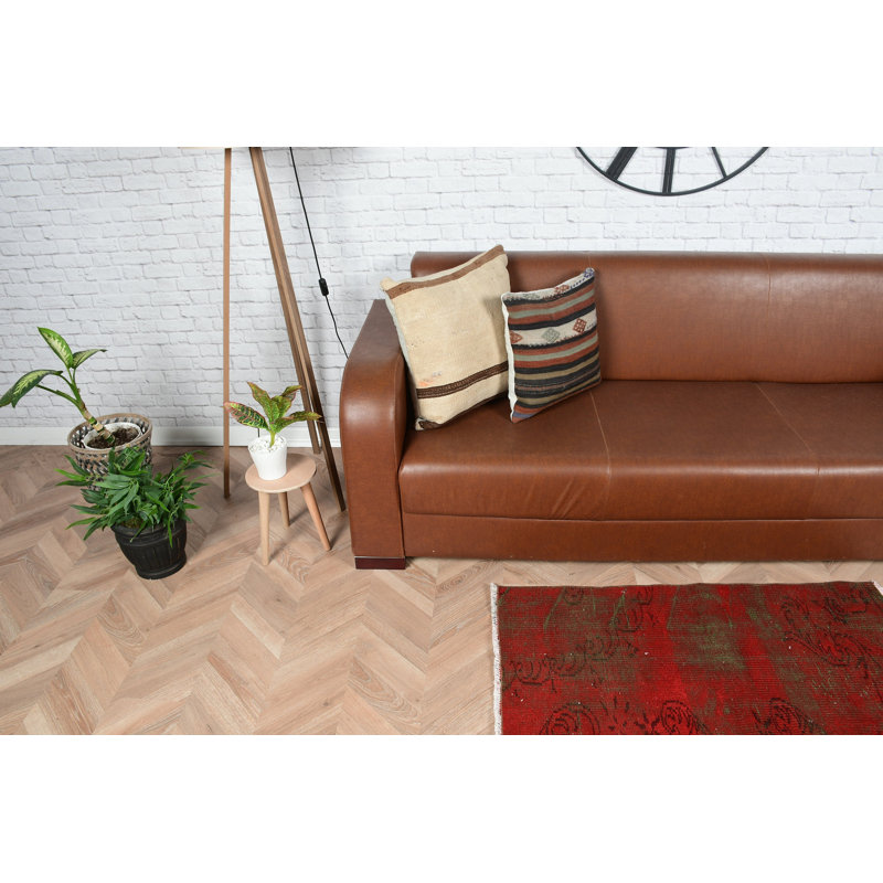 Tapis turc rouge et vert avec motif floral oriental pour petits espaces - Tapis de décoration esthétique rétro