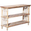 Console rustique à 3 niveaux avec détails d'inspiration gothique, longue table d'entrée en bois