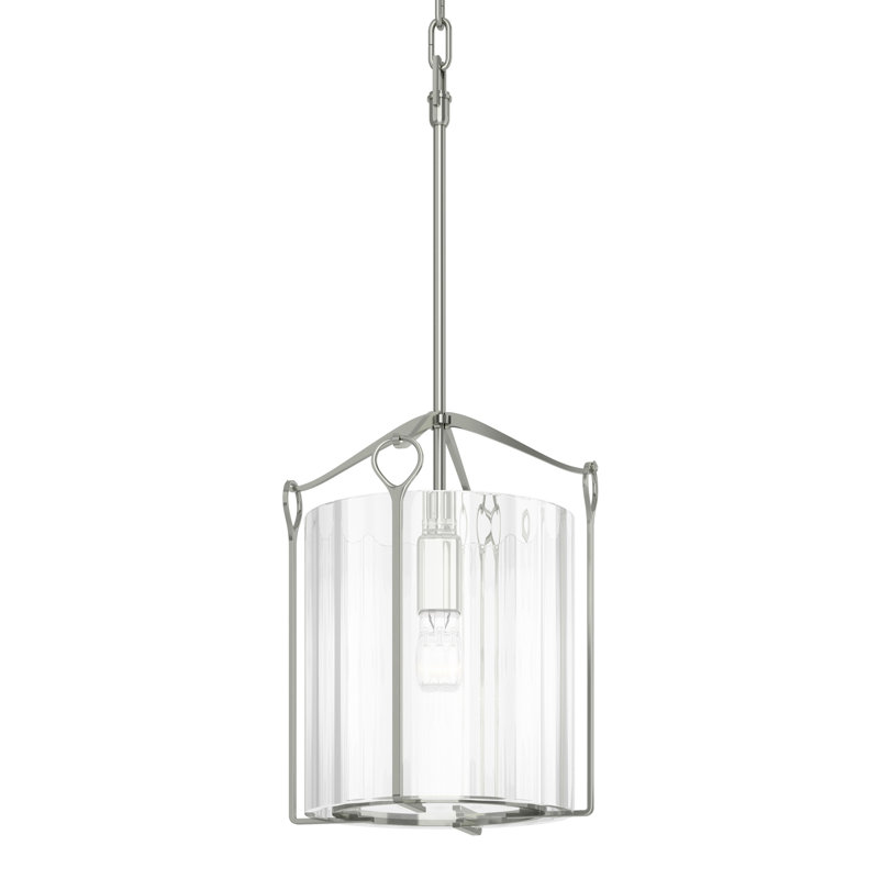 Luminaire suspendu cylindrique à 1 lumière Bow, Transparent, Argenté