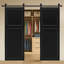 Double 2 panneaux modernes de 84 po x 42 po Porte de grange coulissante en bois de noyer noir avec ensemble de quincaillerie-131196864-131199590-131199646