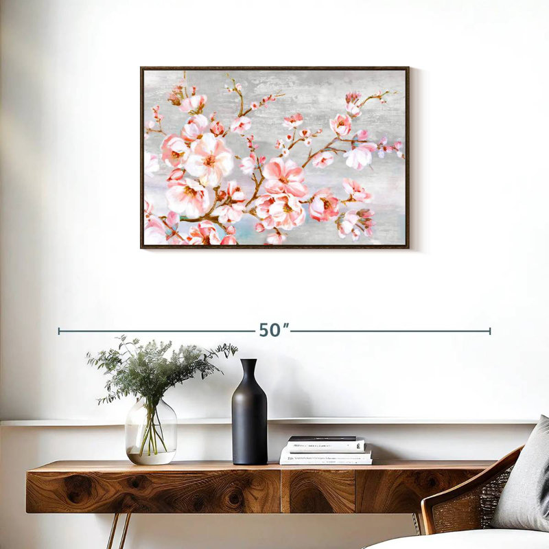 Spring Cherry Blossoms, 31" X 21", Floating Frame Walnut