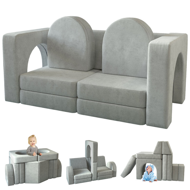 Canapé pour enfants Camborne, Gris, H 21,3 po x l 50,4 po x P 25,2 po