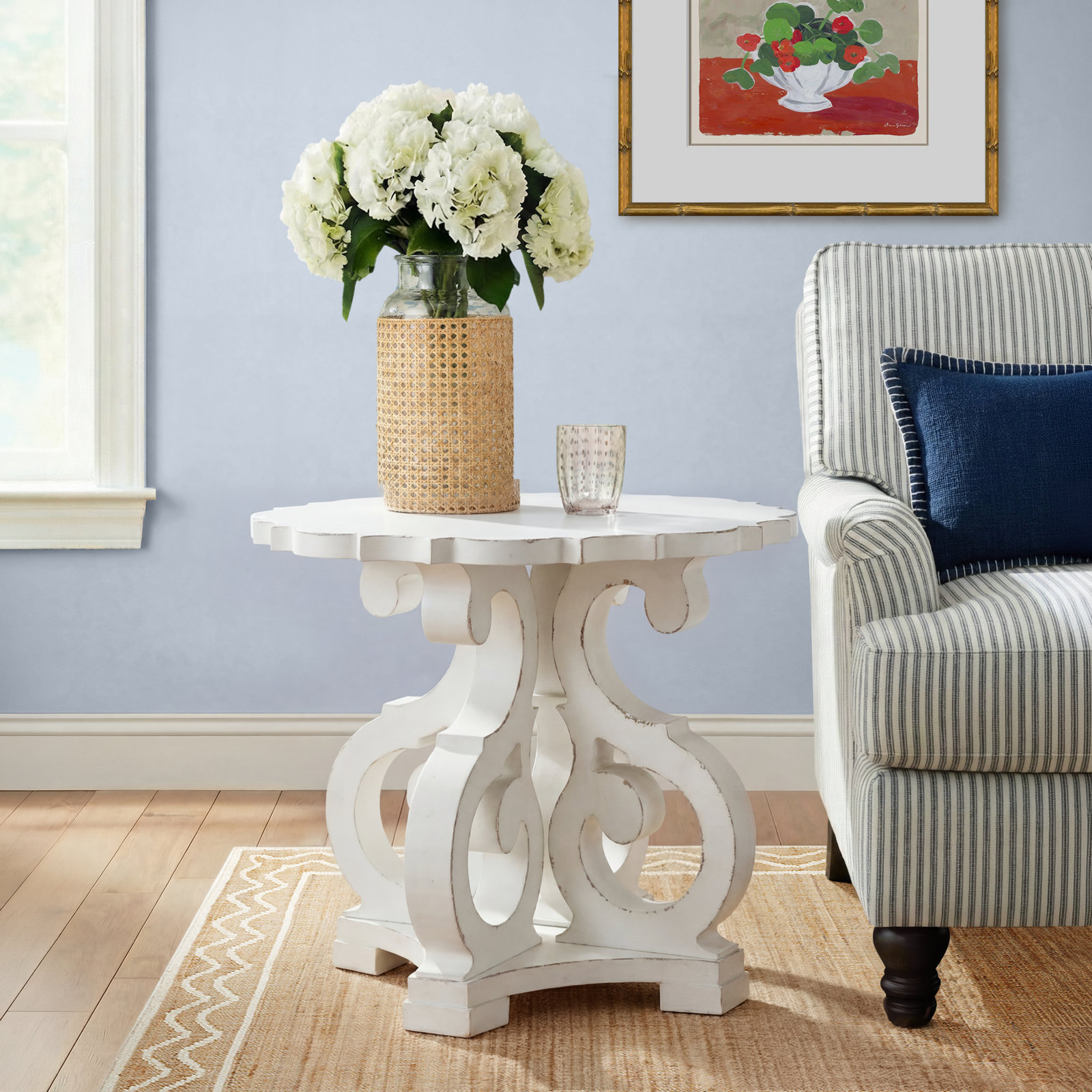 Country Living Corbel Base End Table, White