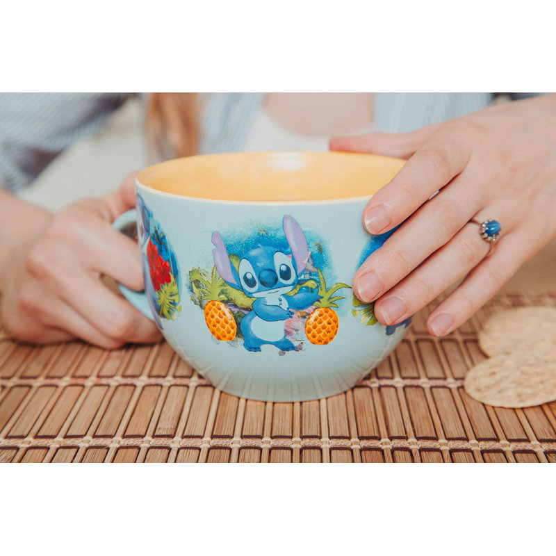 Grande tasse à soupe en céramique avec cuillère Disney Lilo & Stitch | Peut contenir 24 onces