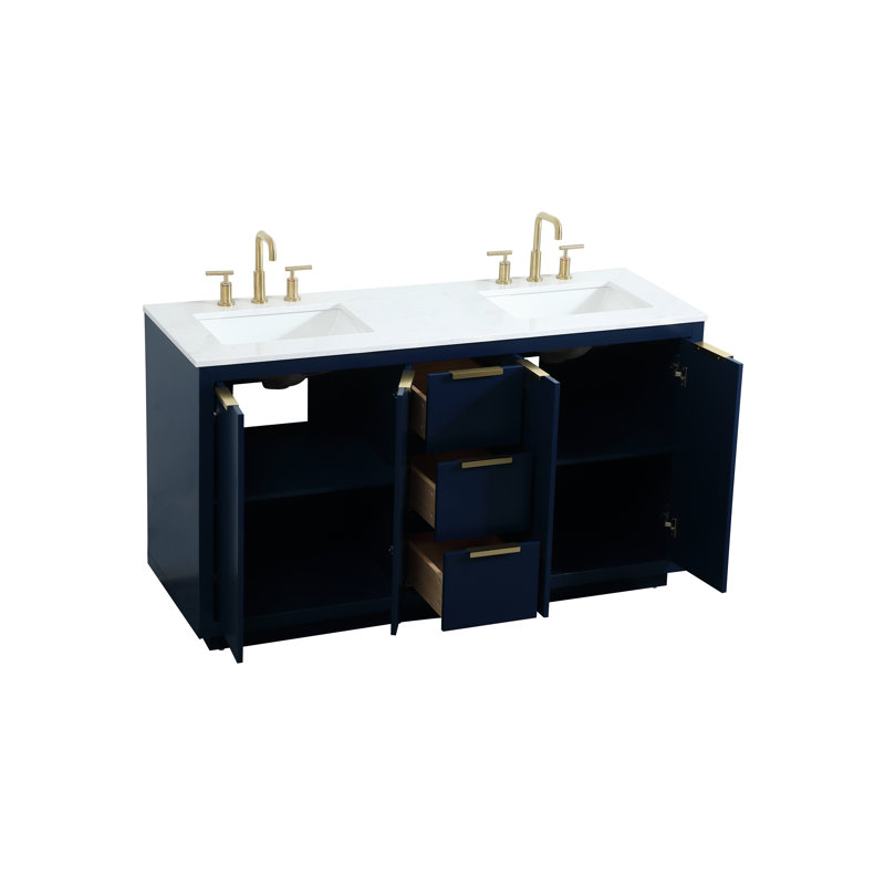 Ensemble de meuble-lavabo double Broadlands, Bleu