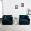 Ensemble de 2 fauteuils de salon en chenille, fauteuil bleu avec coussin, structure en bois massif, éponge de 2, rembourrage, support, décoration