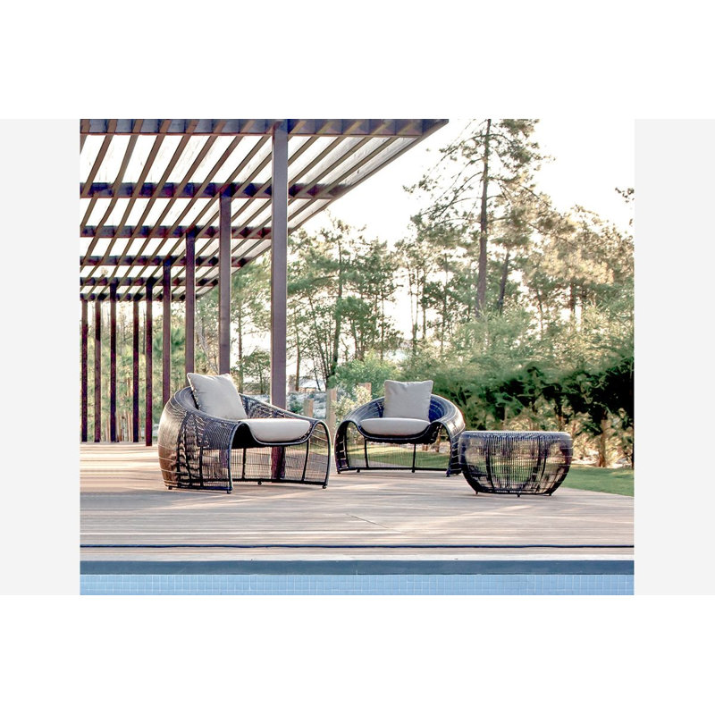 Croissant Outdoor Side Table, Brown