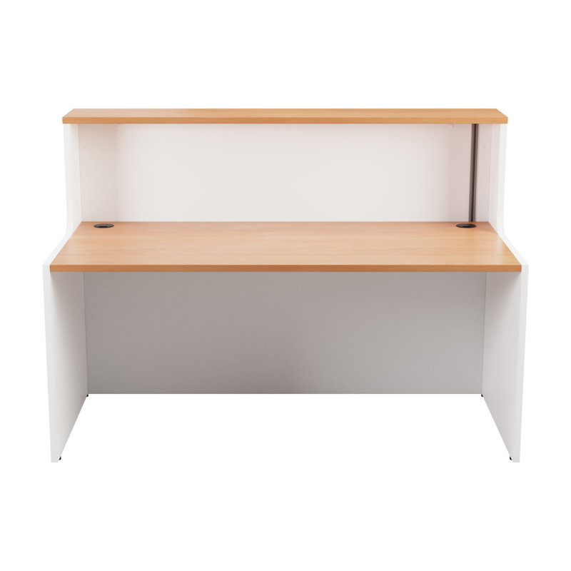 Buariki Rectangle Synthetic Laminate Reception Desk, Beech/White