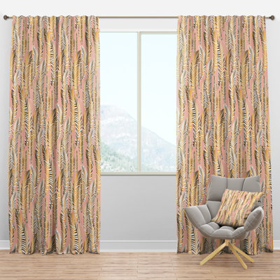Panneau de rideau simple semi-diaphane avec passe-tringle Mid-Century