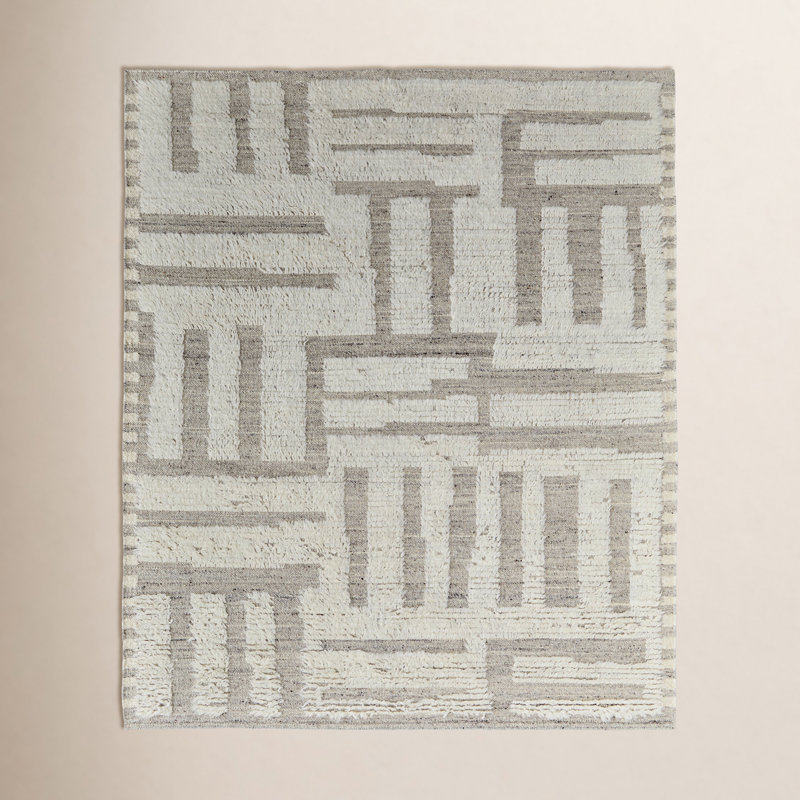 Ashby Wool Geometric Area Rug in Gray, Rectangle 9'6" x 13'6"